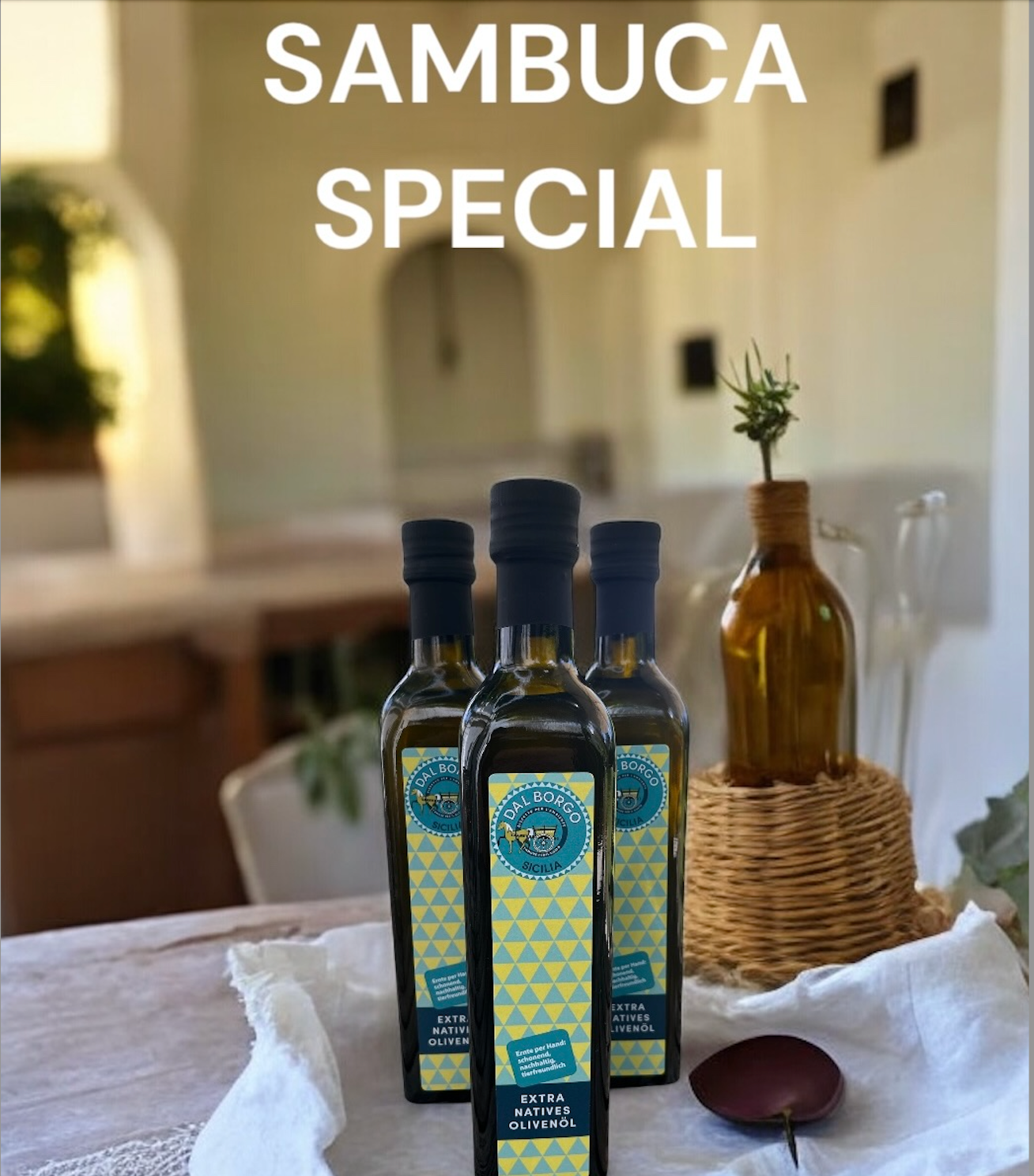 SAMBUCA SPECIAL: 3 X Sizilianisches Natives Olivenöl Extra in 0,5 l Flaschen