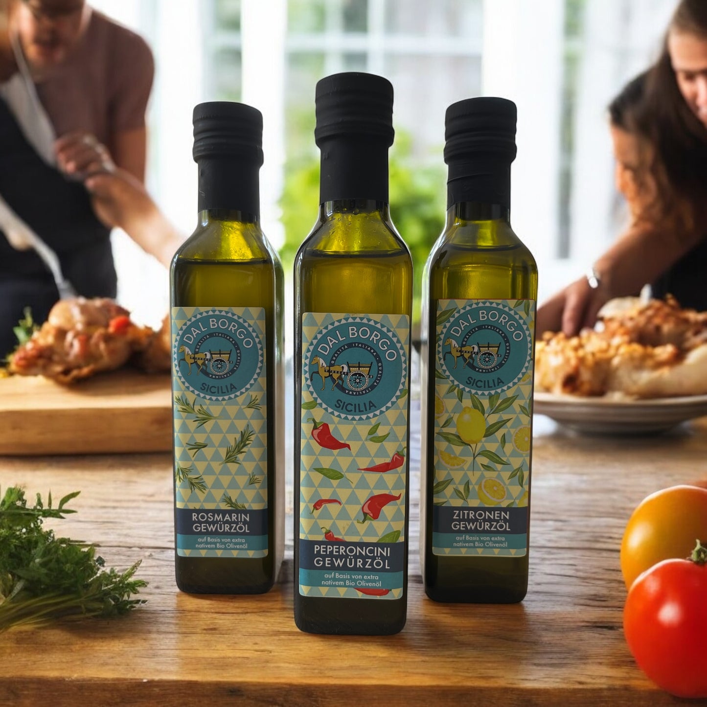 AROMA SPECIAL: Zitronen-, Rosmarin- & Peperoncini Gewürzöl in 250 ml Flaschen