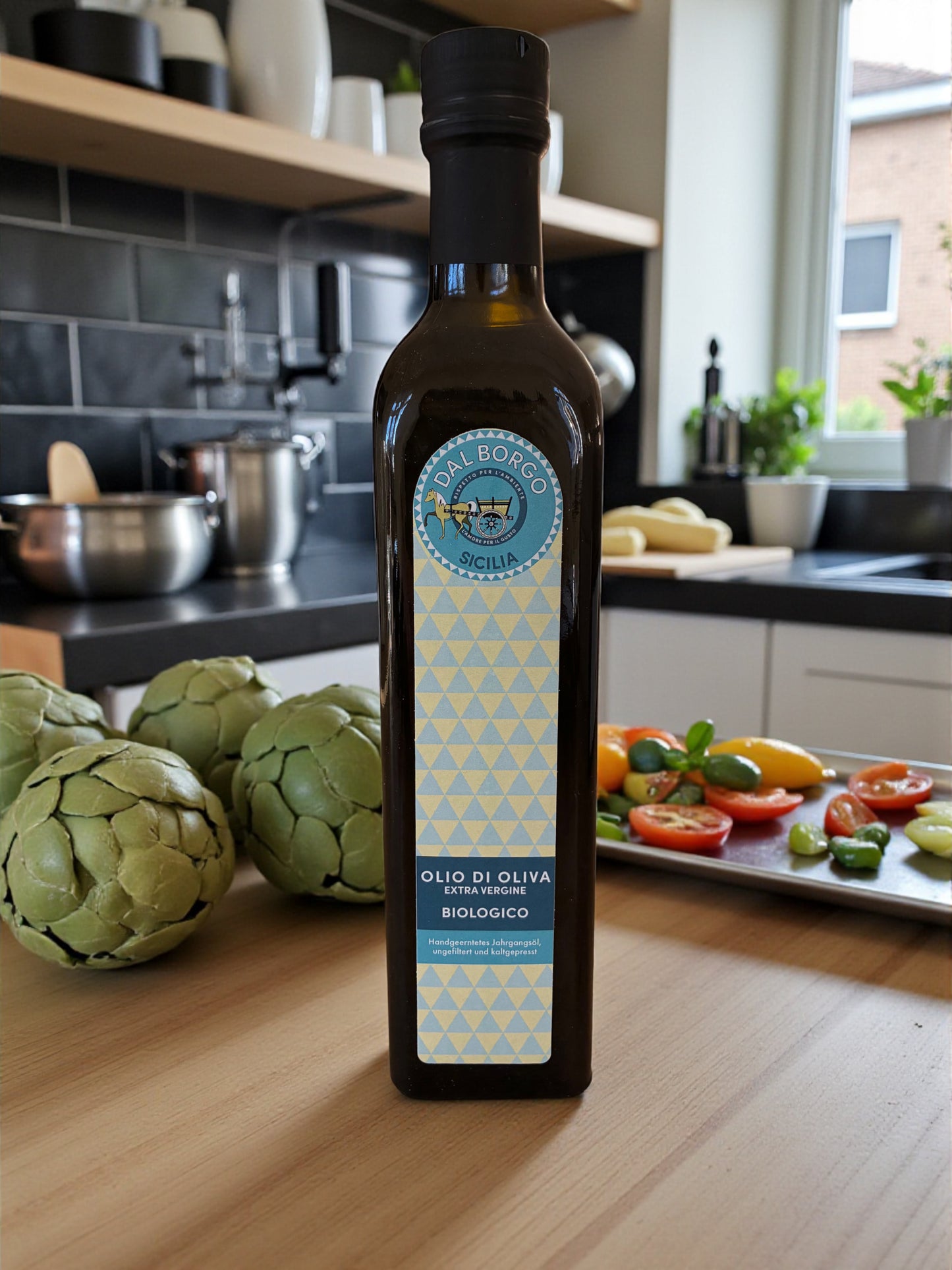 Neue Ernte: Sizilianisches Bio-Olivenöl Extra Vergine – 0,5 l